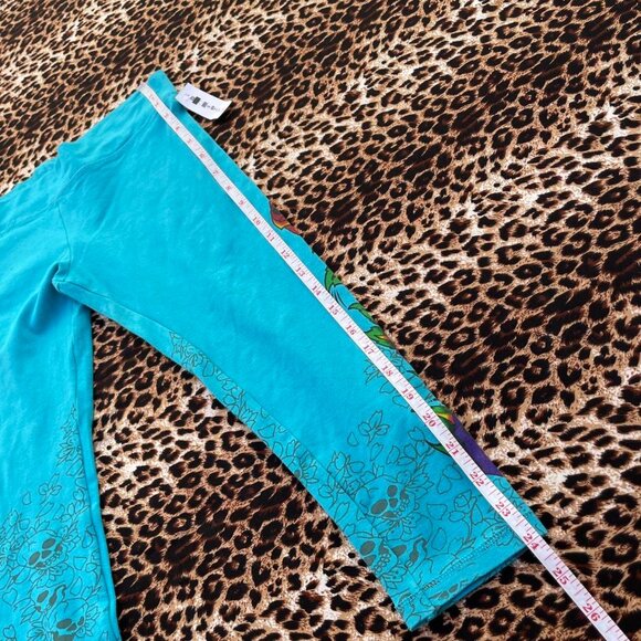 y2k rhinestone turquoise capri leggings - Picture 5 of 7